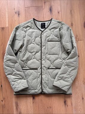Original Use Sage Green Quilted Shirt Jacket with Dark Trim